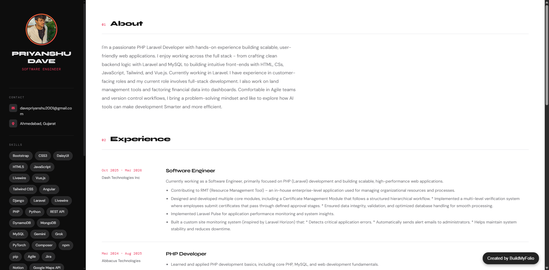 Modern Dark Sidebar
